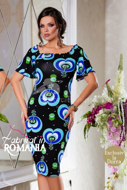 Rochie mulata din vascoza Selena cu elastic la decolteu